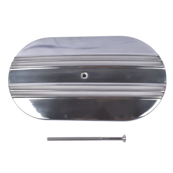 15" Oval Half Finned Polished Aluminum Air Cleaner Filter Fits for Chevy Ford Mopar SBC BBC 350-6