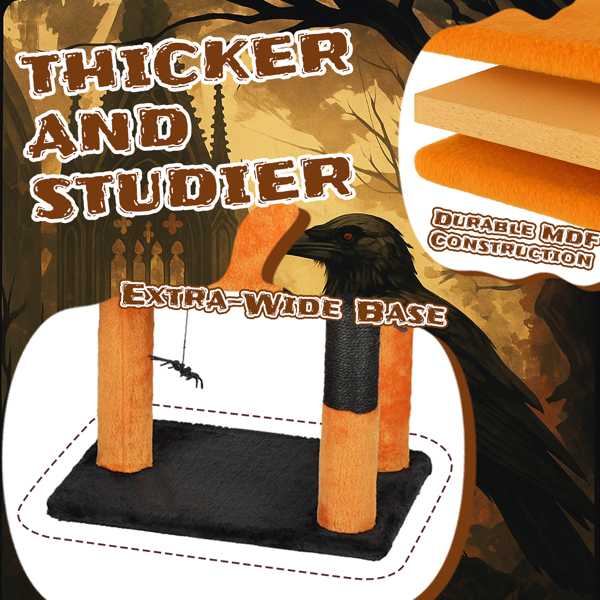 39.4" Halloween Cat Tree, Cat Tower Cat Tree for Indoor Cats with Spacious Cat Condo, Sisal Scratching Posts, Hanging Toys, Orange & Black-6