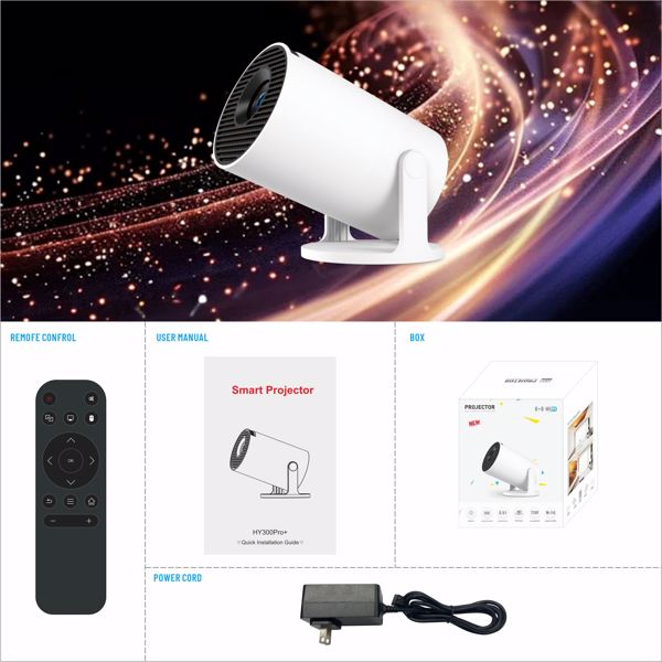 迷你投影仪，支持4K 1080P便携式投影仪，双频WIFI6 5G无线5.2蓝牙Android 11200 ANSI流明，180°可旋转，自动梯形校正，35英寸-130英寸屏幕视频投影仪-18