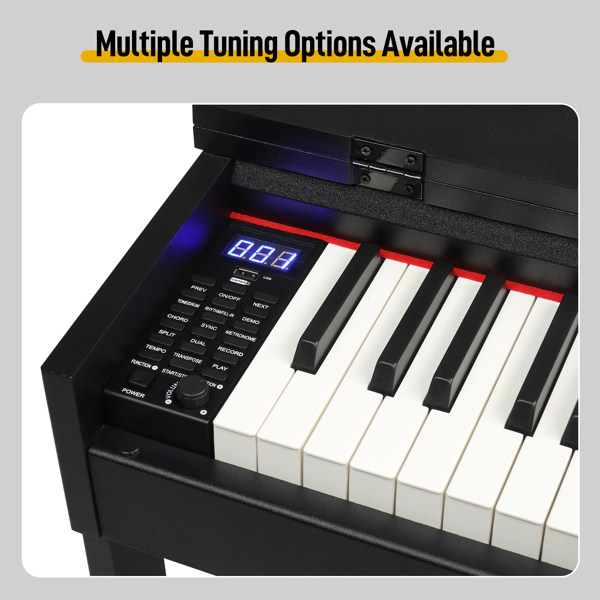 GDP-205S01 88 Keys Home Digital Piano Full Weighted Action Flip Type Keyboards with Furniture Stand, Power Adapter, Triple Pedals, Headphone，for All Experience Levels Black-4