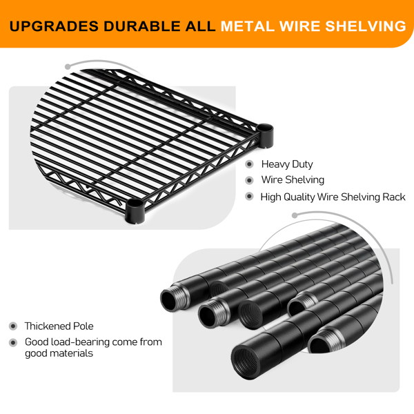 49.2''W  Adjustable  Storage Shelves   NSF  Wire Shelving Unit Multiple rows   Shelving for Storage Rack Shelves for Storage Heavy Duty Garage Shelf Pantry Shelves Kitchen Shelving,  49.2''W*70.86''H*-14