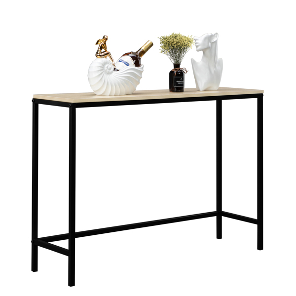 Industrial Style Porch Table Single Layer Light Walnut Color Triamine Board-5