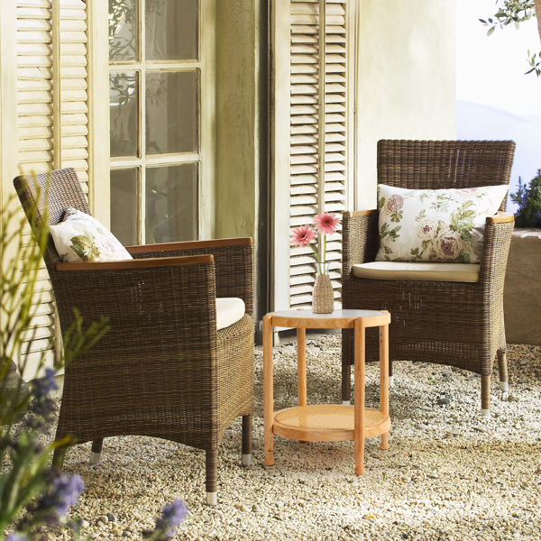 19.7in Rattan Coffee Table with Glass Top, Small Round End Table, Boho Style Side Table Sofa End Table for Living Room Balcony Patio, Natural-10