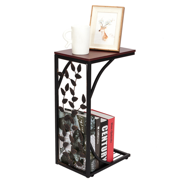 54*30.5*21CM Leaf Pattern Iron Side Table Coffee Table Brown-13