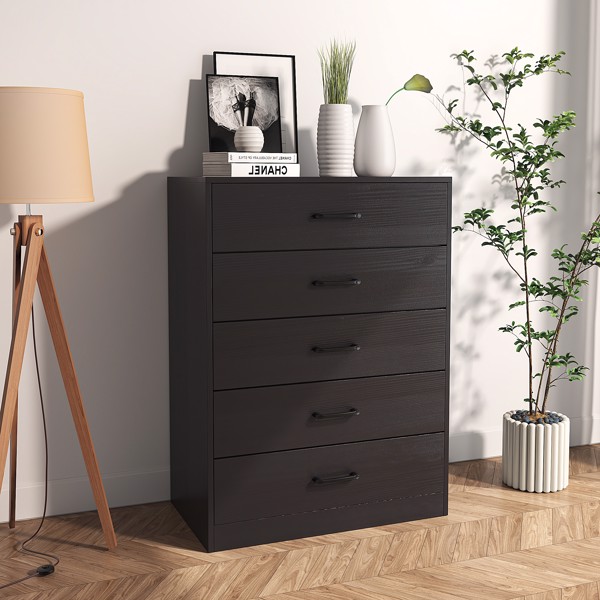 Single row 5 layers 5 drawers facing cloth drawer cabinet particle board non-woven fabric 70*40*93.3cm black-1