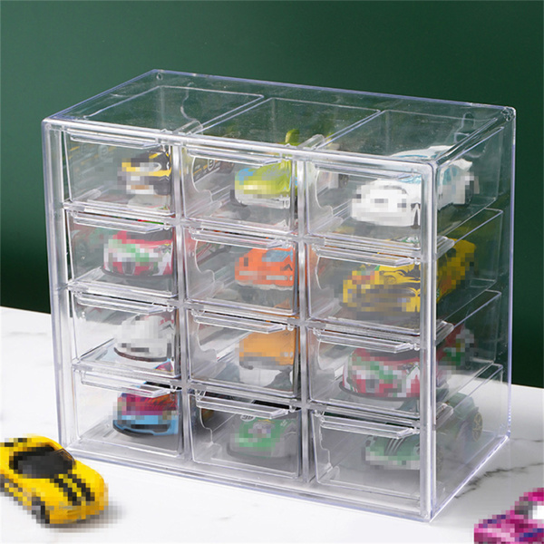 Clear Acrylic Display Case Storage Box Hold 12 Toy Cars For 1/64 Scale Model Car-12