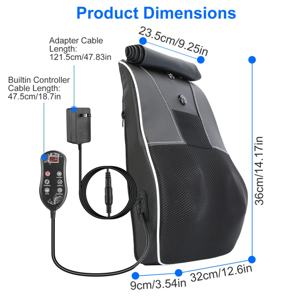Back Massager with Heat 3D Kneading Massage Pillow Relaxing massage Full Body Massager for Back Neck Waist Arm Abdomen Calf-8