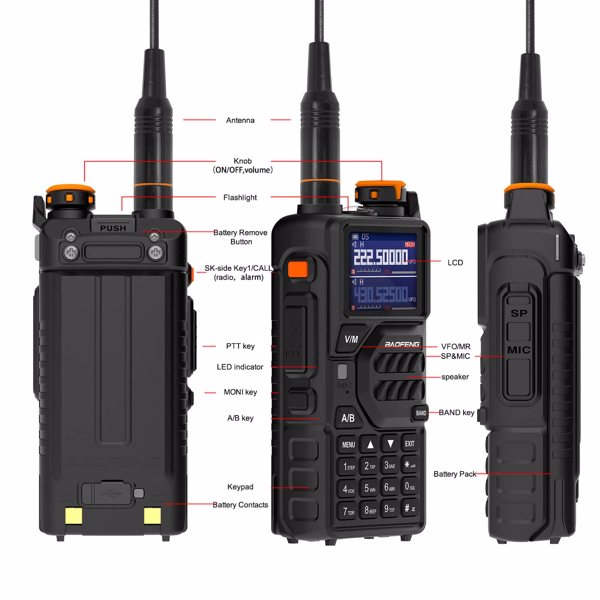 BAOFENG Radio Walkie Talkies K5PLUS Ham Radio Long Range Handheld Rechargeable Two Way Radio 10W(Upgrade of UV-5R) with NOAA, 999 Channels, Copy Frequency, USB-C Charginng, Emergency Radios Audio prod-6