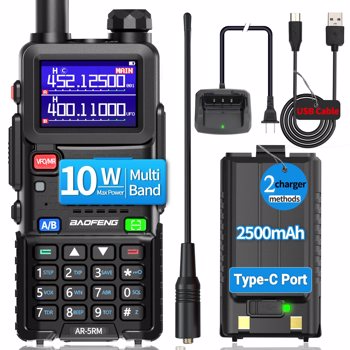 BAOFENG Radios 5RH 10W(Upgrade of UV-5R) Walkie Talkie Radio, GMRS Handheld Ham Radio Long Range, Multi Band Rechargeable Two Way Radio with NOAA, 999 Channels, Type-C Charging,Copy 