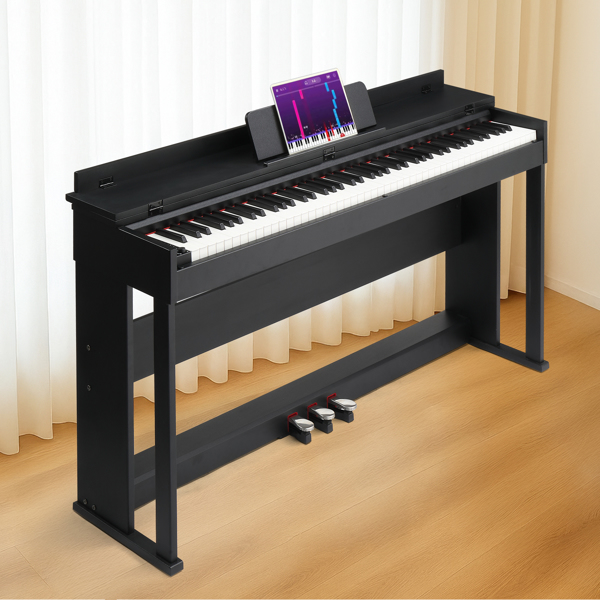 GDP-205S01 88 Keys Home Digital Piano Full Weighted Action Flip Type Keyboards with Furniture Stand, Power Adapter, Triple Pedals, Headphone，for All Experience Levels Black-7