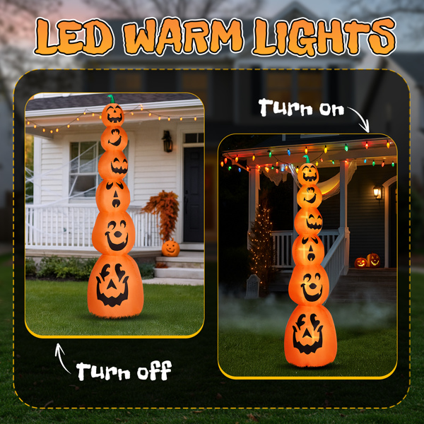 9FT Halloween Inflatable Stacked Pumpkins, Blow up 6 Pumpkins Inflatable with Built-in LED Lights Outdoor Decorations Large Party Yard Decoration-11
