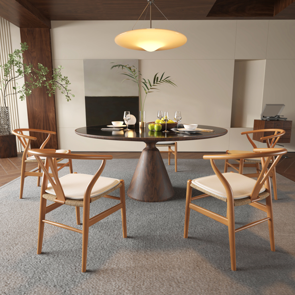 Wishbone Chairs for Dining Room,Soild Wood Weave Dining Chair,Armchair,Fully Assembled,Set of 2 -5