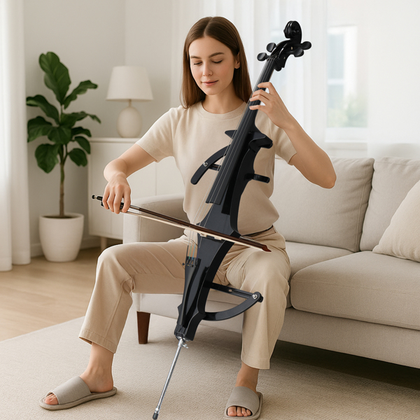 Full Size 4/4 Electric Style Cello with Case Bow Rosin Earphone Connecting line-8