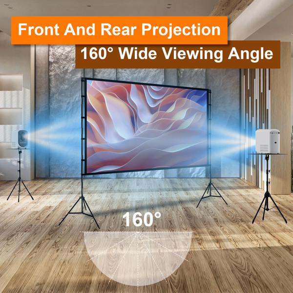 120" Portable Projector Screen with Stand, Foldable & Anti-Crease, HD 4K Movie Screen for Outdoor/Indoor Use, Home Theater, Parties & Business Presentations - Includes Carry Bag-2