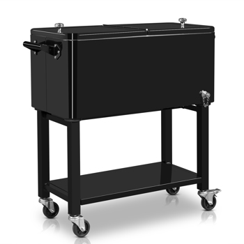 80qt 黑色 冷冻保温推车 86*39*91cm 长方形 塑料箱体 铁脚管 冷冻保温 上下可分离