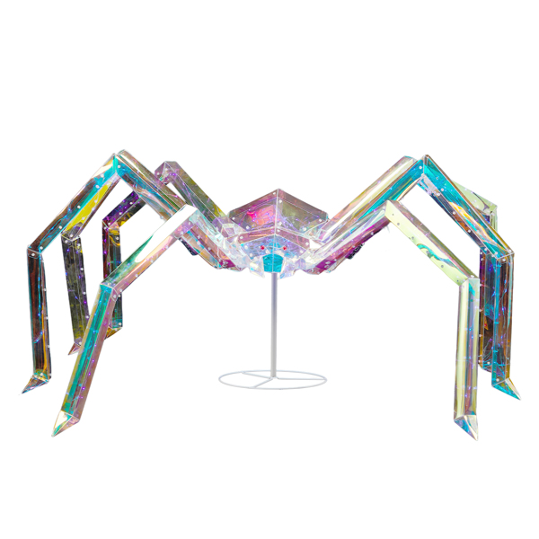 3FT Halloween Decorations Light Up Spider, Outdoor Halloween Decor Lighted Iridescent Spider, Weather Proof Pre-lit Spider with 340 LED Lights, for Front Yard Porch Gardens Lawns Party-3