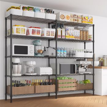 58''W  Adjustable  Storage Shelves 1500LBS  NSF  Wire Shelving Unit 5 Tier Metal Shelving for Storage Rack Shelves for Storage Heavy Duty Garage Shelf Pantry Shelves Kitchen Shelving,  58''W*71''H*