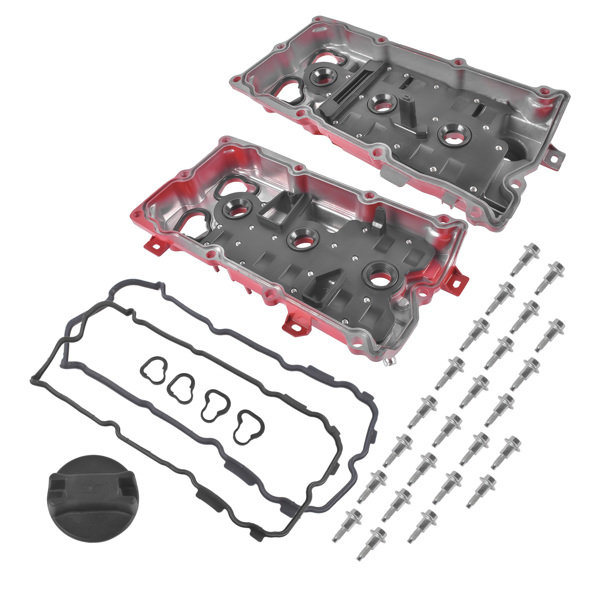 2Pcs Aluminum Valve Covers Red with Gasket Cap Fit for Infiniti EX35 FX35 G35 M35 M35h 3.5L V6 13264JK20A-4