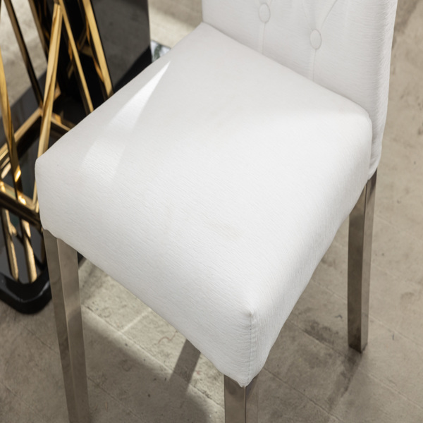 Set of 2 Modern Dining Chairs with Plush Velvet Upholstery, Sturdy Stainless Steel Legs & S-Shaped Springs - Ergonomic Support for Dining Room, Kitchen, Office (Beige) -7