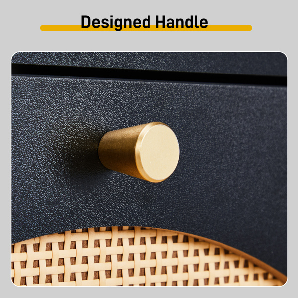 2 dump buckets with high-leg arched rattan surface shoe cabinet particle board + plastic rattan 54*24*98cm black frame + original wood rattan surface + black high legs-8
