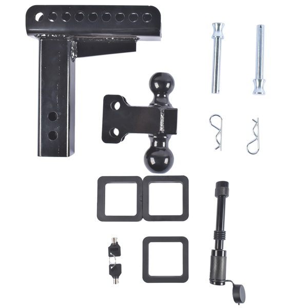Adjustable Trailer Hitch Fits 2.5" Receiver 6-Inch Drop/Rise 2" & 2-5/16" Ball 22000 LBS GTW with Anti-Theft Pin-7