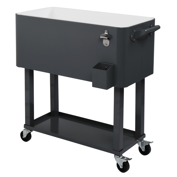80QT 深灰色 冷冻保温推车 87.5*91*38.5cm 长方形 塑料箱体 铁脚管 冷冻保温-32