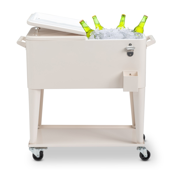 80QT 奶白色 冷冻保温推车 87.5*38.5*91cm 长方形 塑料箱体 铁脚管 冷冻保温-13