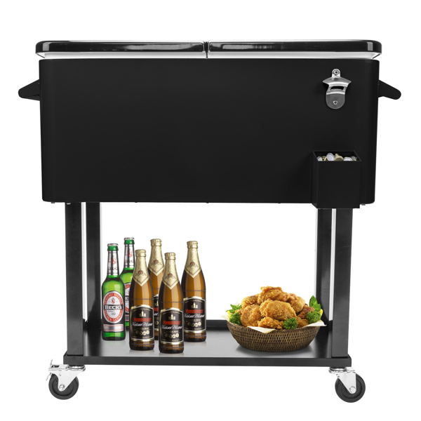 80qt 黑色箱体 黑色脚管 冷冻保温推车 91*87*48cm 长方形 铁 带排水管-32