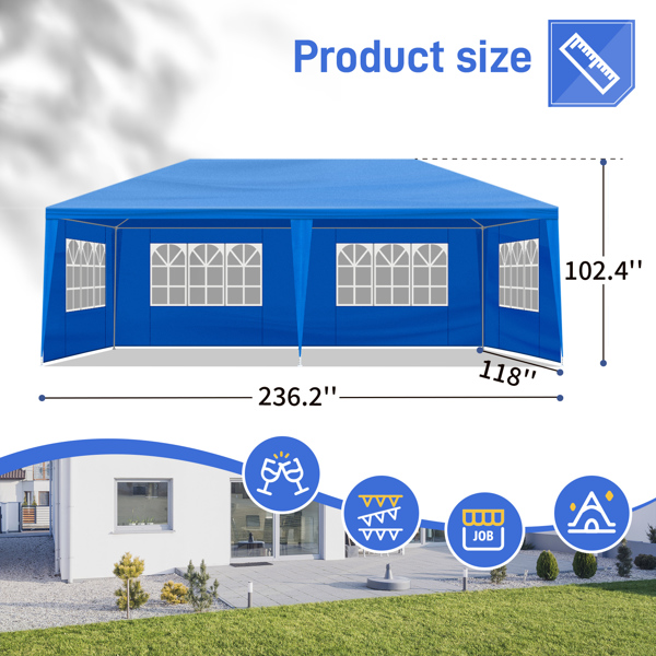 10X20ft 蓝色 6围 仿折叠棚 2门4窗  PE布 喷塑铁管-13