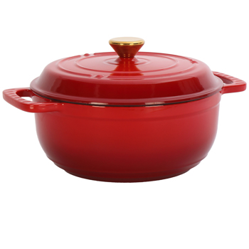 铸铁 7.5QT 烹饪锅具 红色渐变 含两个硅胶手套 珐琅锅