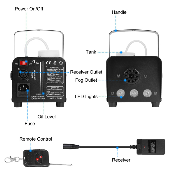 400W 烟雾机 RGB LED 派对俱乐部 DJ 烟雾机 快速加热遥控婚礼舞台烟雾机-9