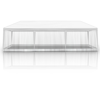 10X30ft 白色 8面(2门6围)纱网 仿折叠棚 配8片分体纱网围布 白色PE顶布  白色喷塑铁管 白色网纱 LT