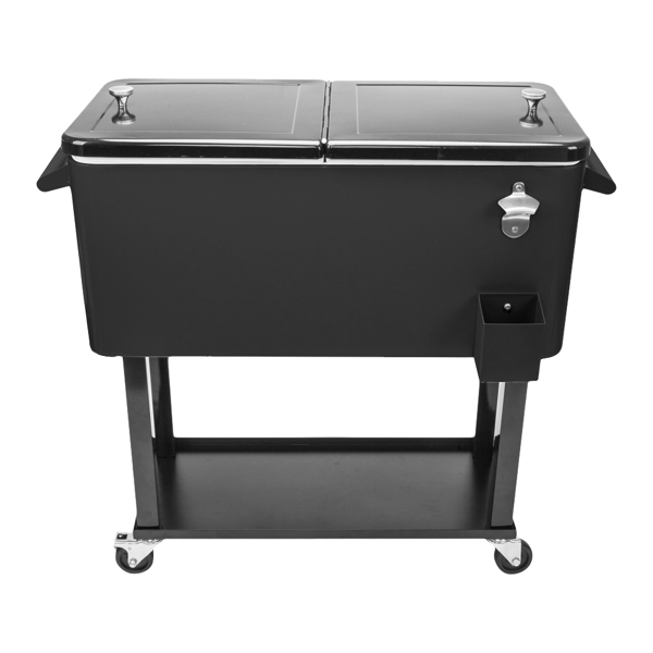 80qt 黑色箱体 黑色脚管 冷冻保温推车 91*87*48cm 长方形 铁 带排水管-8