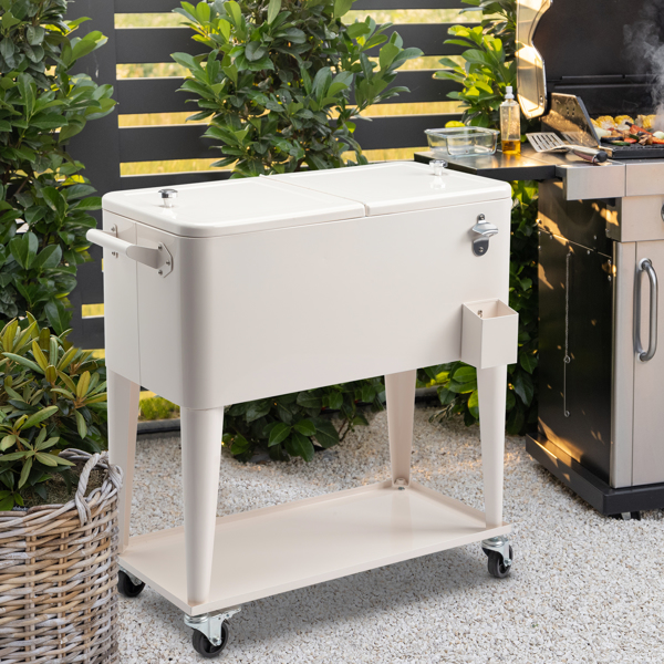 80QT 奶白色 冷冻保温推车 87.5*38.5*91cm 长方形 塑料箱体 铁脚管 冷冻保温-24