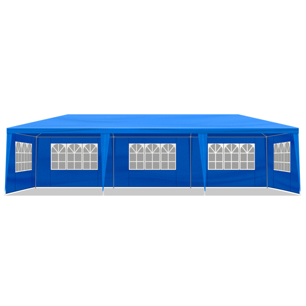 10X30ft 蓝色 8围 仿折叠棚 2门6窗 钢管喷塑 PE布-3