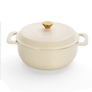 铸铁 5QT 烹饪锅具 陶瓷白 含两个硅胶手套 珐琅锅