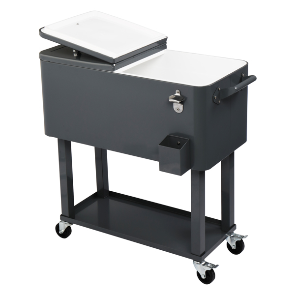 80QT 深灰色 冷冻保温推车 87.5*91*38.5cm 长方形 塑料箱体 铁脚管 冷冻保温-45