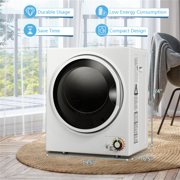850W紧凑型便携式干衣机-湿容量10磅，干负荷5.5磅，安静设计（<44dB），适用于公寓/宿舍-6