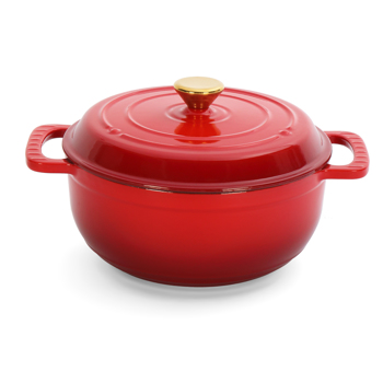 铸铁 5QT 烹饪锅具 红色渐变 含两个硅胶手套 珐琅锅