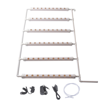 Wall Mounted Hydroponics Growing Planting System Kit, Soilless Cultivation PVC Pipes for Gardening and Planting (54 Seed Holes, White)