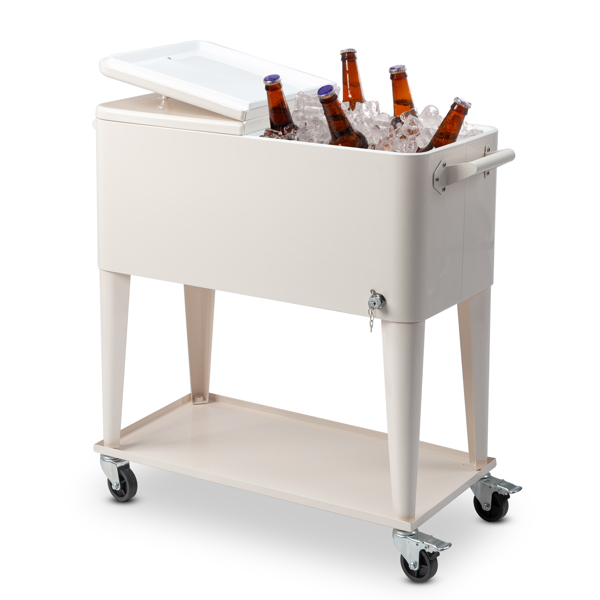 80QT 奶白色 冷冻保温推车 87.5*38.5*91cm 长方形 塑料箱体 铁脚管 冷冻保温-11
