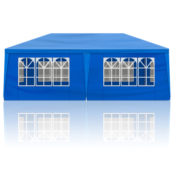10X20ft 蓝色 6围 仿折叠棚 2门4窗  PE布 喷塑铁管-6