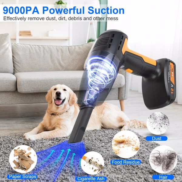 4-in-1 Cordless Car Vacuum & 150PSI Inflator: Rechargeable, Digital Display, LED Light, Tire Pressure Gauge-3