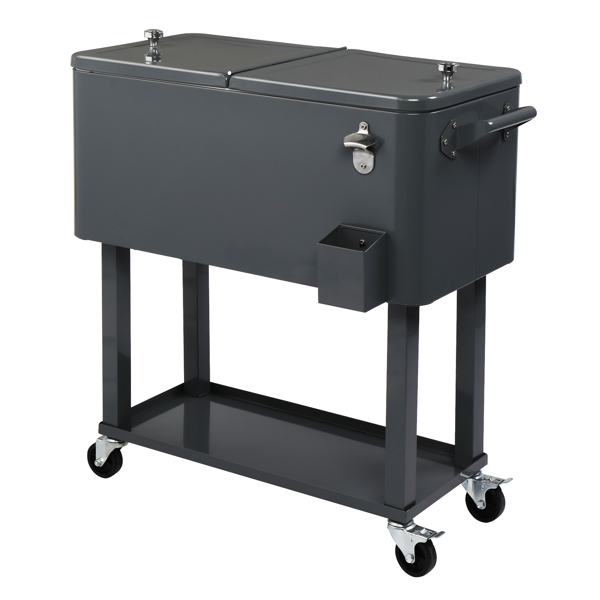 80QT 深灰色 冷冻保温推车 87.5*91*38.5cm 长方形 塑料箱体 铁脚管 冷冻保温-22