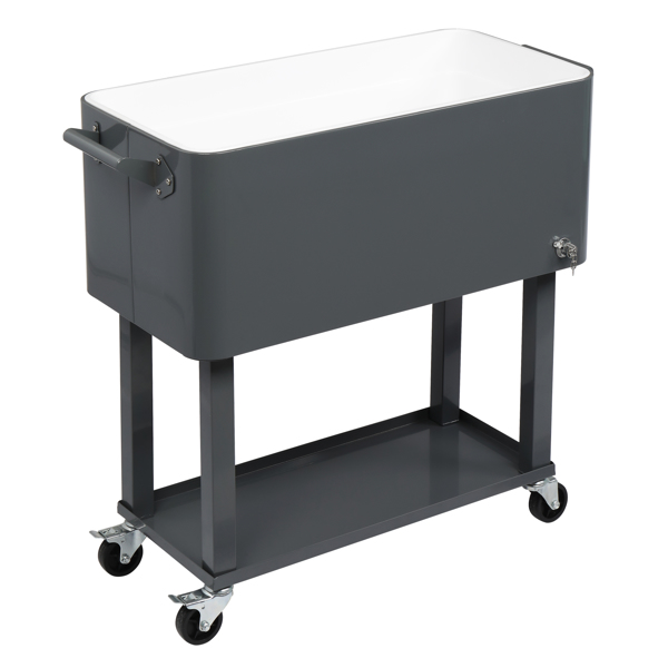 80QT 深灰色 冷冻保温推车 87.5*91*38.5cm 长方形 塑料箱体 铁脚管 冷冻保温-31