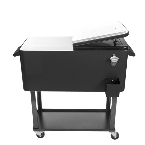 80qt 黑色箱体 黑色脚管 冷冻保温推车 91*87*48cm 长方形 铁 带排水管-27