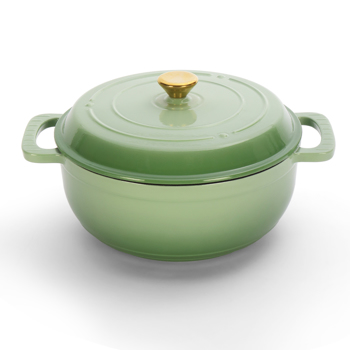 铸铁 5QT 烹饪锅具 渐变绿 含两个硅胶手套 珐琅锅