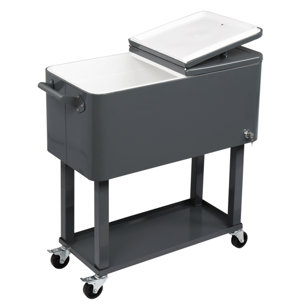 80QT 深灰色 冷冻保温推车 87.5*91*38.5cm 长方形 塑料箱体 铁脚管 冷冻保温-30
