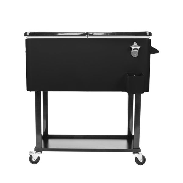 80qt 黑色箱体 黑色脚管 冷冻保温推车 91*87*48cm 长方形 铁 带排水管-16
