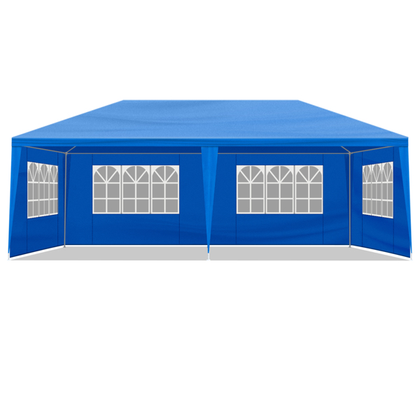 10X20ft 蓝色 6围 仿折叠棚 2门4窗  PE布 喷塑铁管-3